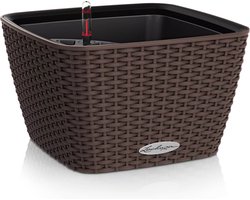 LECHUZA BACINO Cottage - Plantenbak - met uitneembare binnenbak - met bewateringssysteem - ALL-IN-ONE set met LECHUZA-PON - mokka