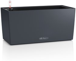 LECHUZA BALCONERA Color 40 - Plantenbak - met uitneembare binnenbak - met bewateringssysteem - ALL-IN-ONE set met LECHUZA-PON - leisteengrijs