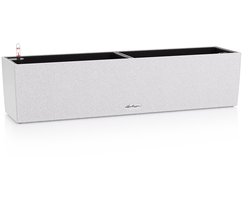 LECHUZA BALCONERA Stone 80 - Plantenbak - met uitneembare binnenbak - met bewateringssysteem - ALL-IN-ONE set met LECHUZA-PON - kwarts wit