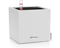 LECHUZA CANTO Stone 14 - Plantenbak - met uitneembare binnenbak - met bewateringssysteem - ALL-IN-ONE set met LECHUZA-PON - kwarts wit