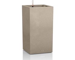 LECHUZA CANTO Stone 30 high - Plantenbak - met uitneembare binnenbak - met bewateringssysteem - ALL-IN-ONE set met LECHUZA-PON - zandbeige
