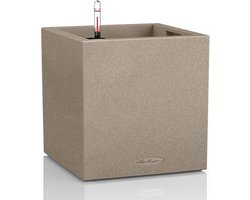 LECHUZA CANTO Stone 30 low - Plantenbak - met uitneembare binnenbak - met bewateringssysteem - ALL-IN-ONE set met LECHUZA-PON - zandbeige