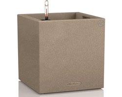 LECHUZA CANTO Stone 40 low - Plantenbak - met uitneembare binnenbak - met bewateringssysteem - ALL-IN-ONE set met LECHUZA-PON - zandbeige
