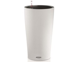 LECHUZA CILINDRO Color 32 - Plantenbak - met uitneembare binnenbak - met bewateringssysteem - ALL-IN-ONE set met LECHUZA-PON - Wit