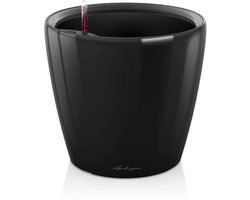 LECHUZA CLASSICO PREMIUM LS 21 - Plantenbak - met uitneembare binnenbak - met bewateringssysteem - ALL-IN-ONE set met LECHUZA-PON - zwart hoogglans