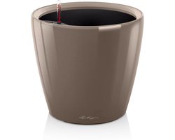 LECHUZA CLASSICO PREMIUM LS 28 - Plantenbak - met uitneembare binnenbak - met bewateringssysteem - ALL-IN-ONE set met LECHUZA-PON - taupe hoogglans