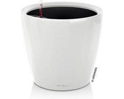 LECHUZA CLASSICO PREMIUM LS 28 - Plantenbak - met uitneembare binnenbak - met bewateringssysteem - ALL-IN-ONE set met LECHUZA-PON - wit hoogglans