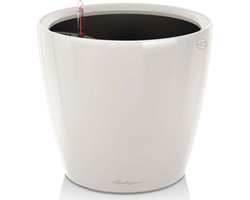 LECHUZA CLASSICO PREMIUM LS 35 - Plantenbak - met uitneembare binnenbak - met bewateringssysteem - ALL-IN-ONE set met LECHUZA-PON - wit hoogglans