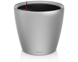 LECHUZA CLASSICO PREMIUM LS 35 - Plantenbak - met uitneembare binnenbak - met bewateringssysteem - ALL-IN-ONE set met LECHUZA-PON - zilver metallic