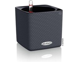 LECHUZA CUBE Color 14 - Plantenbak - met uitneembare binnenbak - met bewateringssysteem - ALL-IN-ONE set - leisteengrijs