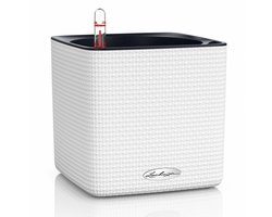 LECHUZA CUBE Color 14 - Plantenbak - met uitneembare binnenbak - met bewateringssysteem - ALL-IN-ONE set - wit