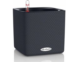 LECHUZA CUBE Color 16 - Plantenbak - met uitneembare binnenbak - met bewateringssysteem - ALL-IN-ONE set - leisteengrijs