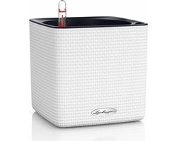 LECHUZA CUBE Color 16 - Plantenbak - met uitneembare binnenbak - met bewateringssysteem - ALL-IN-ONE set - wit