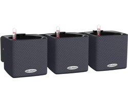 LECHUZA CUBE Color GREEN WALL HOME KIT - Plantenbakken - met uitneembare binnenbak - met bewateringssysteem - ALL-IN-ONE set - leisteengrijs