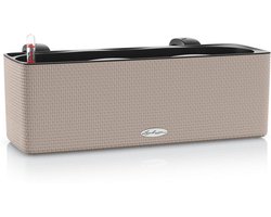 LECHUZA CUBE Color Triple - Plantenbak - met uitneembare binnenbak - met bewateringssysteem - ALL-IN-ONE set - zandbruin