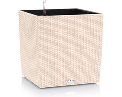 LECHUZA CUBE Cottage 30 - Plantenbak - met uitneembare binnenbak - met bewateringssysteem - ALL-IN-ONE set met LECHUZA-PON - vanilla limited edition