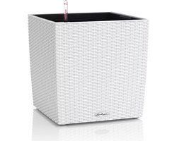LECHUZA CUBE Cottage 40 - Plantenbak - met uitneembare binnenbak - met bewateringssysteem - ALL-IN-ONE set met LECHUZA-PON - wit
