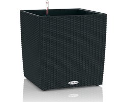 LECHUZA CUBE Cottage 50 - Plantenbak - met uitneembare binnenbak - met bewateringssysteem - ALL-IN-ONE set met LECHUZA-PON - grafietzwart