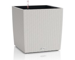 LECHUZA CUBE Cottage 50 - Plantenbak - met uitneembare binnenbak - met bewateringssysteem - ALL-IN-ONE set met LECHUZA-PON - licht grijs