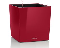 LECHUZA CUBE Premium 30 - Plantenbak - met uitneembare binnenbak - met bewateringssysteem - ALL-IN-ONE set met LECHUZA-PON - scharlakenrood hoogglans