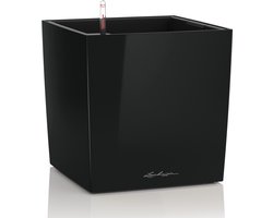 LECHUZA CUBE Premium 40 - Plantenbak - met uitneembare binnenbak - met bewateringssysteem - ALL-IN-ONE set met LECHUZA-PON - zwart hoogglans