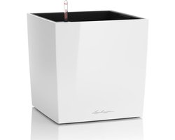 LECHUZA CUBE PREMIUM 50 - Plantenbak - met uitneembare binnenbak - met bewateringssysteem - ALL-IN-ONE set met LECHUZA-PON - wit hoogglans