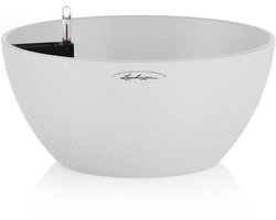 LECHUZA CUBETO Stone 30 - Plantenbak - met uitneembare binnenbak - met bewateringssysteem - ALL-IN-ONE set met LECHUZA-PON - kwarts wit