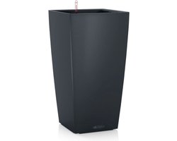 LECHUZA CUBICO Color 22 - Plantenbak - met uitneembare binnenbak - met bewateringssysteem - ALL-IN-ONE set met LECHUZA-PON - leisteengrijs
