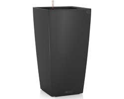 LECHUZA CUBICO Color 30 - Plantenbak - met uitneembare binnenbak - met bewateringssysteem - ALL-IN-ONE set met LECHUZA-PON - leisteengrijs