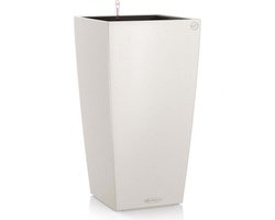 LECHUZA CUBICO Color 30 - Plantenbak - met uitneembare binnenbak - met bewateringssysteem - ALL-IN-ONE set met LECHUZA-PON - wit