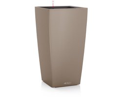 LECHUZA CUBICO Color 30 - Plantenbak - met uitneembare binnenbak - met bewateringssysteem - ALL-IN-ONE set met LECHUZA-PON - zandbruin
