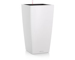 LECHUZA CUBICO Color 40 - Plantenbak - met uitneembare binnenbak - met bewateringssysteem - ALL-IN-ONE set met LECHUZA-PON - wit