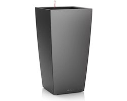LECHUZA CUBICO PREMIUM 22 - Plantenbak - met uitneembare binnenbak - met bewateringssysteem - ALL-IN-ONE set met LECHUZA-PON - antraciet metallic
