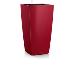 LECHUZA CUBICO PREMIUM 22 - Plantenbak - met uitneembare binnenbak - met bewateringssysteem - ALL-IN-ONE set met LECHUZA-PON - scharlakenrood hoogglans