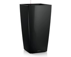 LECHUZA CUBICO PREMIUM 22 - Plantenbak - met uitneembare binnenbak - met bewateringssysteem - ALL-IN-ONE set met LECHUZA-PON - zwart hoogglans