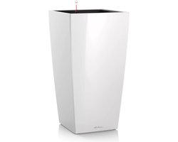 LECHUZA CUBICO PREMIUM 22 - Plantenbak - met uitneembare binnenbak - met bewateringssysteem - ALL-IN-ONE set - wit hoogglans