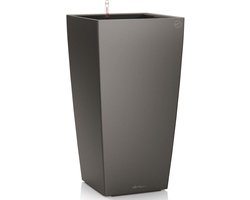 LECHUZA CUBICO PREMIUM 40 - Plantenbak - met uitneembare binnenbak - met bewateringssysteem - ALL-IN-ONE set met LECHUZA-PON - antraciet metallic