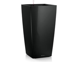 LECHUZA CUBICO PREMIUM 50 - Plantenbak - met uitneembare binnenbak - met bewateringssysteem - ALL-IN-ONE set met LECHUZA-PON - zwart hoogglans