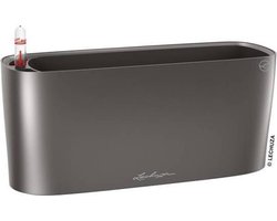 LECHUZA DELTA PREMIUM 10 - Plantenbak - met uitneembare binnenbak - met bewateringssysteem - ALL-IN-ONE set met LECHUZA-PON - antraciet metallic