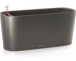 LECHUZA DELTA PREMIUM 20 - Plantenbak - met uitneembare binnenbak - met bewateringssysteem - ALL-IN-ONE set met LECHUZA-PON - antraciet metallic