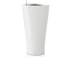 LECHUZA DELTA PREMIUM 40 - Plantenbak - met uitneembare binnenbak - met bewateringssysteem - ALL-IN-ONE set met LECHUZA-PON - wit hoogglans