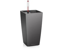 LECHUZA MAXI-CUBI - Premium tafelpot - Plantenbak - met uitneembare binnenbak - met bewateringssysteem - ALL-IN-ONE set met LECHUZA-PON - antraciet metallic