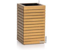 LECHUZA PALO natural wood 35 high - Plantenbak - met uitneembare binnenbak - met bewateringssysteem - ALL-IN-ONE set met LECHUZA-PON - FSC® 100% eucalyptus hout