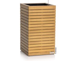 LECHUZA PALO natural wood 45 high - Plantenbak - met uitneembare binnenbak - met bewateringssysteem - ALL-IN-ONE set met LECHUZA-PON - FSC® 100% eucalyptus hout