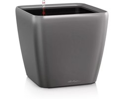 LECHUZA QUADRO Premium LS 21 - Plantenbak - met uitneembare binnenbak - met bewateringssysteem - ALL-IN-ONE set met LECHUZA-PON - antraciet metallic