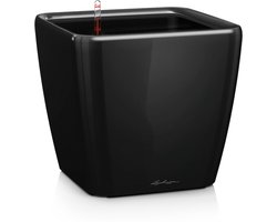 LECHUZA QUADRO Premium LS 21 - Plantenbak - met uitneembare binnenbak - met bewateringssysteem - ALL-IN-ONE set met LECHUZA-PON - zwart hoogglans