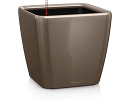 LECHUZA QUADRO Premium LS 50 - Plantenbak - met uitneembare binnenbak - met bewateringssysteem - ALL-IN-ONE set met LECHUZA-PON - taupe hoogglans
