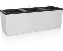 LECHUZA TRIO STONE 30 - Plantenbak - met uitneembare binnenbakken - met bewateringssysteem - ALL-IN-ONE set met LECHUZA-PON - kwarts wit