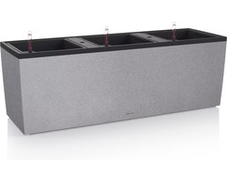 LECHUZA TRIO STONE 40 -Plantenbak - met uitneembare binnenbakken - met bewateringssysteem - ALL-IN-ONE set met LECHUZA-PON - steengrijs