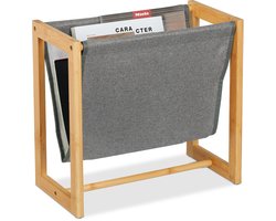 lectuurbak - 37 x 39,5 x 21 cm - bamboe - stof - staande krantenbak